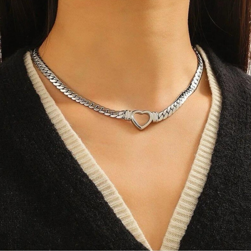 Heart link necklace ,18k gold plated heart necklace
